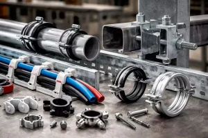 انواع بست‌های تاسیساتی شامل بست لوله، بست کابل و بست فلزی برای نصب و نگهداری تجهیزات ساختمانی و صنعتی