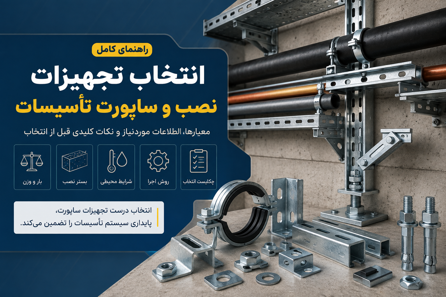 تجهیزات نصب و ساپورت تأسیسات شامل بست، پروفیل و انکر